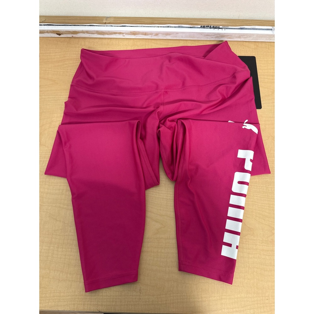 Puma Womens Pink Logo Graphic High Rise Cropped Leggings XL 845790-11
